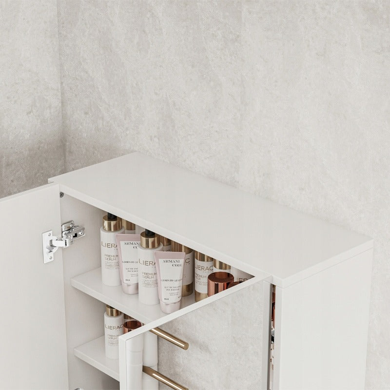 Armoire murale de salle de bain avec miroir – 60x60x22 cm, 2 portes, blanc, design moderne