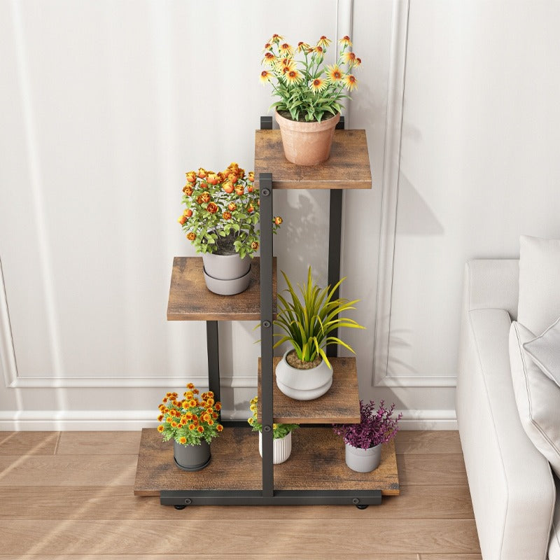 Support à plantes style loft rustique – étagère à plantes pour pots de fleurs