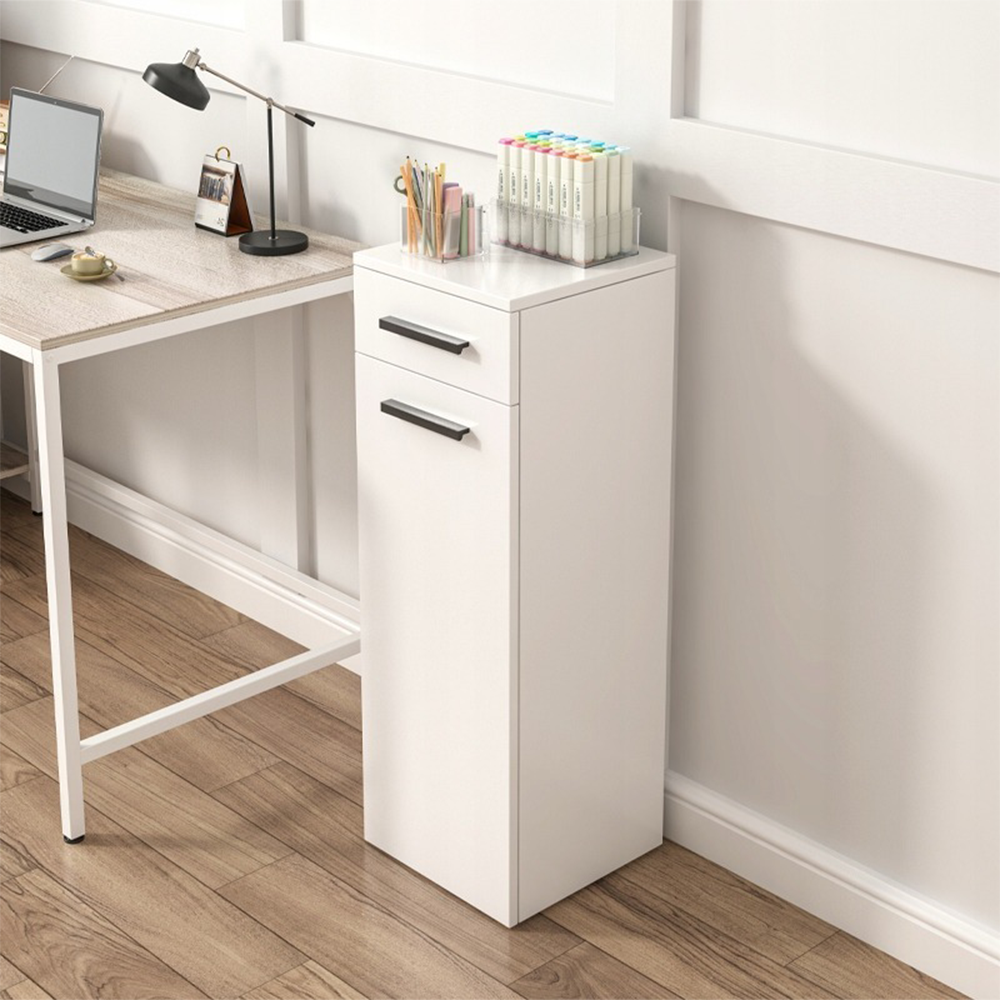 Meuble blanc avec tiroir, style scandinave – 30x85x30 cm