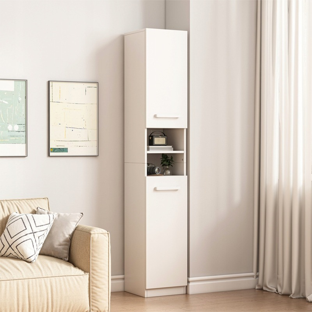 Colonne de rangement moderne blanche – 180x32x30 cm, étagère polyvalente en MDF