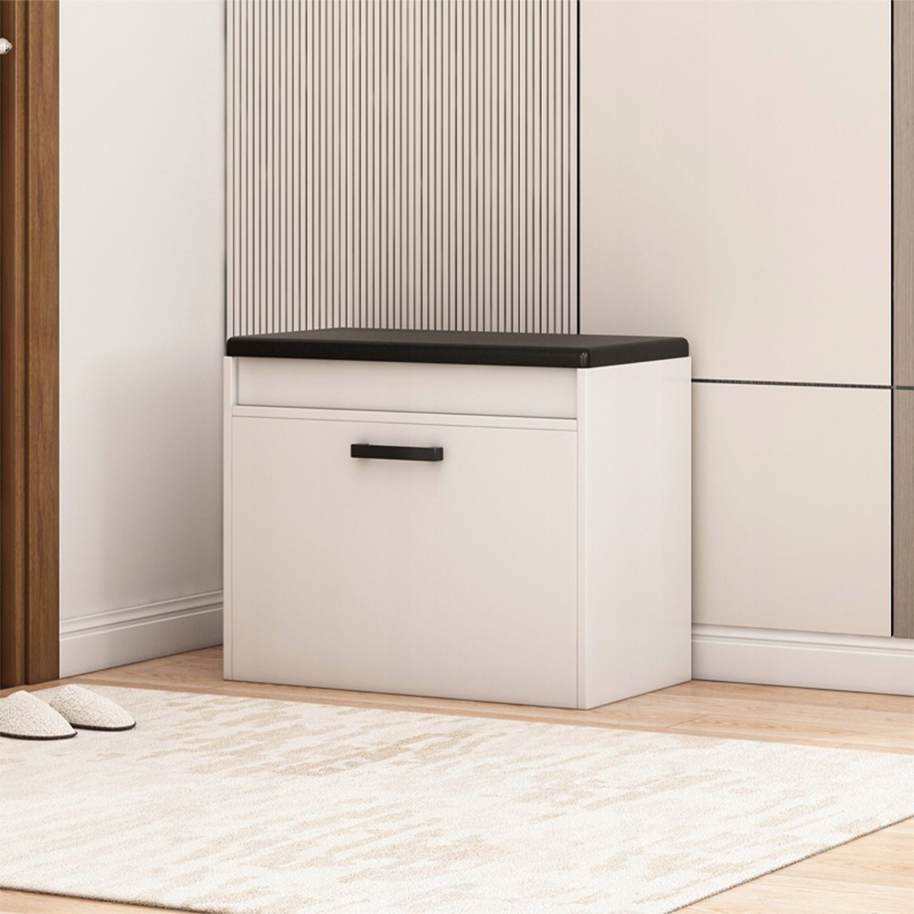 Meuble à chaussures blanc avec banc – 60 × 49 × 35 cm – banc avec espace de rangement