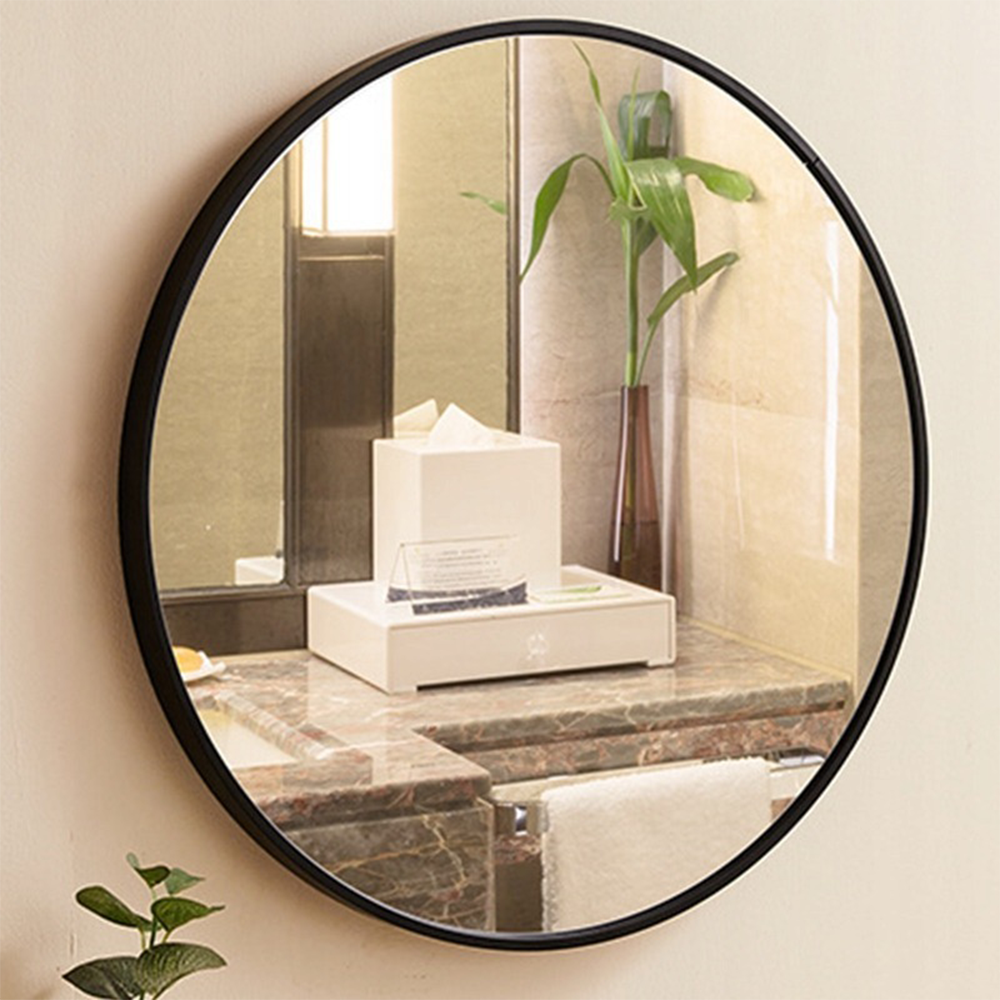 Miroir rond avec cadre fin – diamètre 60 cm, installation facile, design moderne