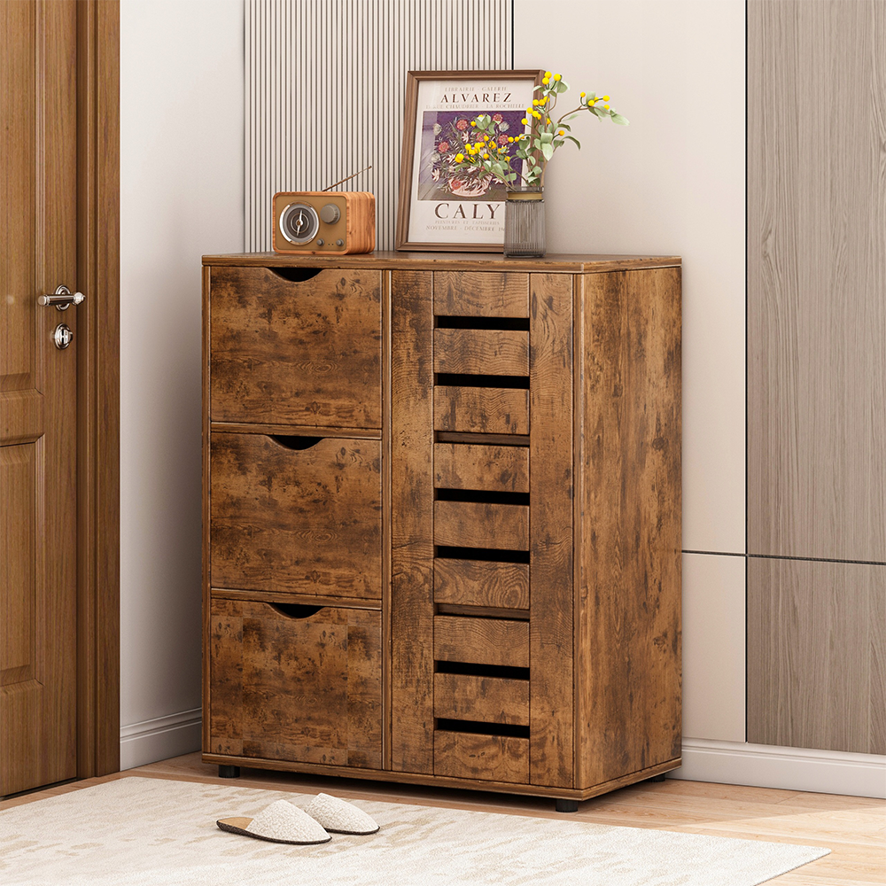 Commode moderne avec 4 tiroirs – 60x30x80 cm | Design à lamelles pour des intérieurs élégants