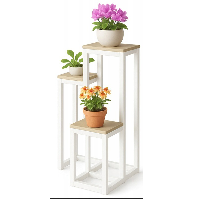 Support à plantes blanc – 67 cm – Style loft à 3 niveaux