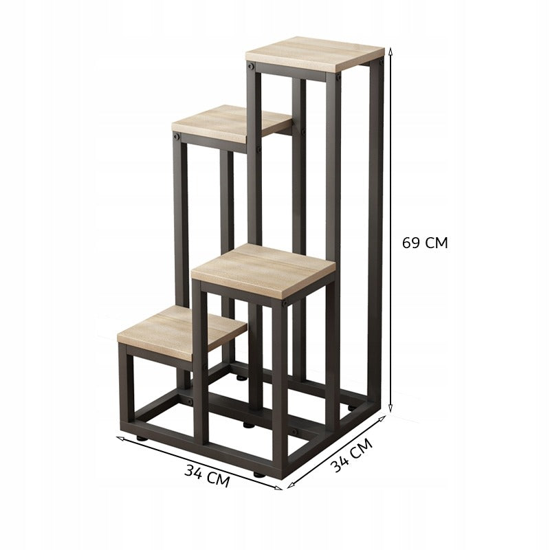 Support à plantes en métal à 4 niveaux – Porte-fleurs élégant au style loft