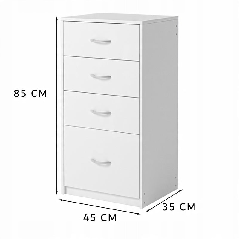 Étagère moderne avec 4 tiroirs style loft commode blanche meuble de bureau grand 85 cm