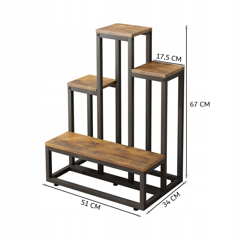 Étagère à plantes rustique – 67 cm de haut, style loft / industriel