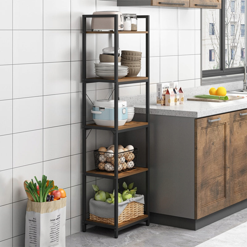 Étagère industrielle – 154 x 40 x 30 cm, 5 étagères, style loft, MDF et métal